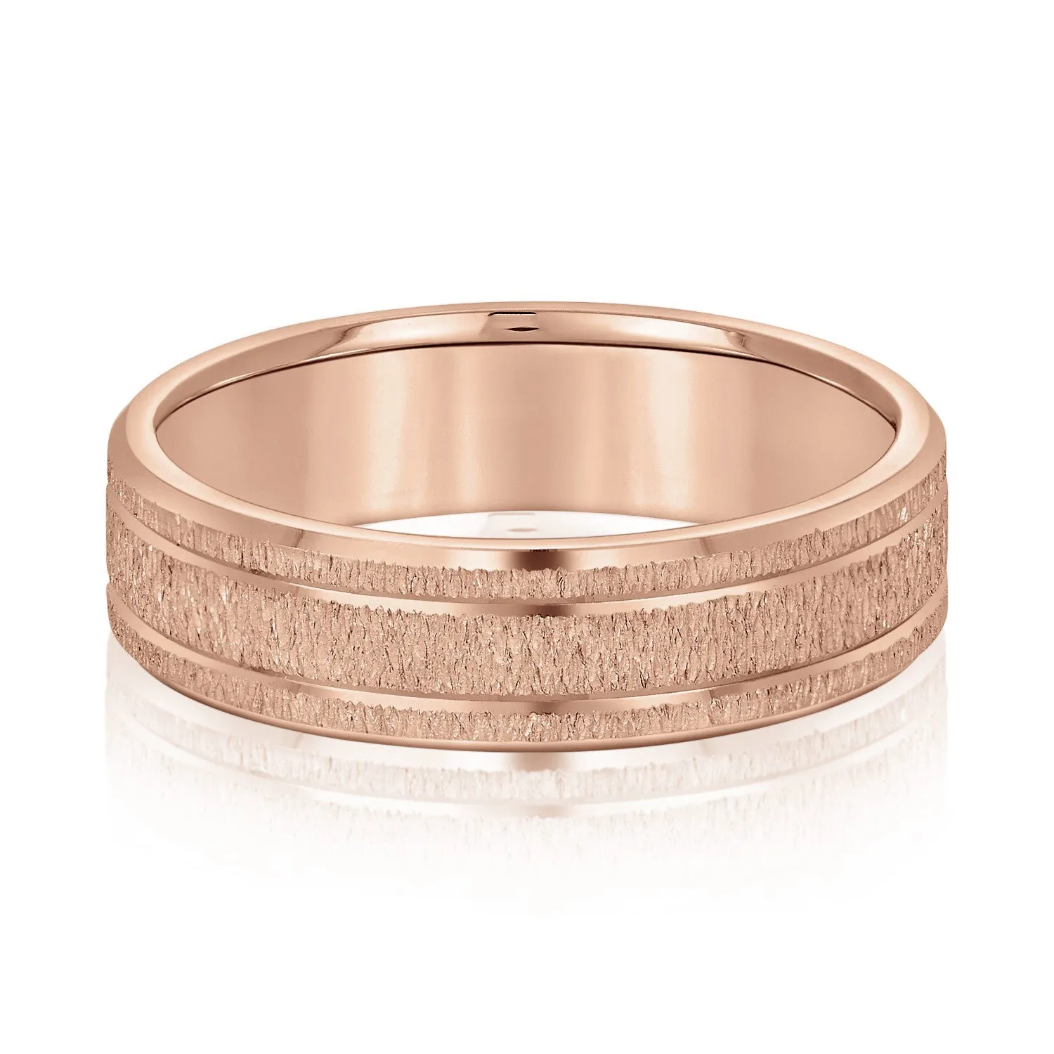 Men's Classic Carved Design Band with Double Lines