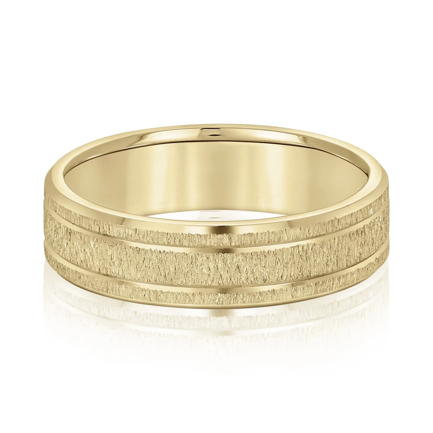 Men's Classic Carved Design Band with Double Lines