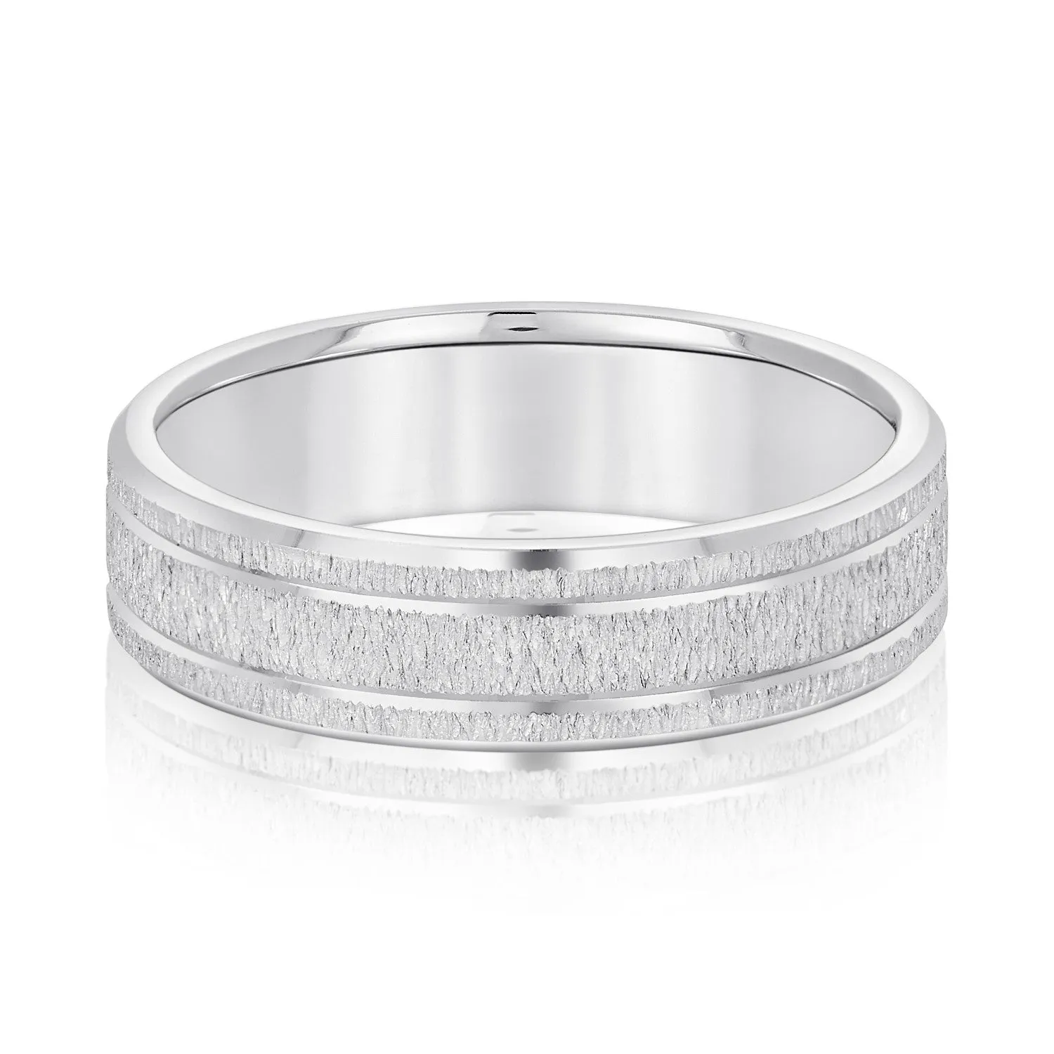 Men's Classic Carved Design Band with Double Lines