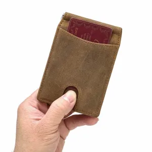Men's Genuine Leather Clip Wallet Multi-Card Bifold Coin Wallet