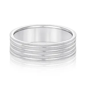 Men's Grooved Textured Wedding Band
