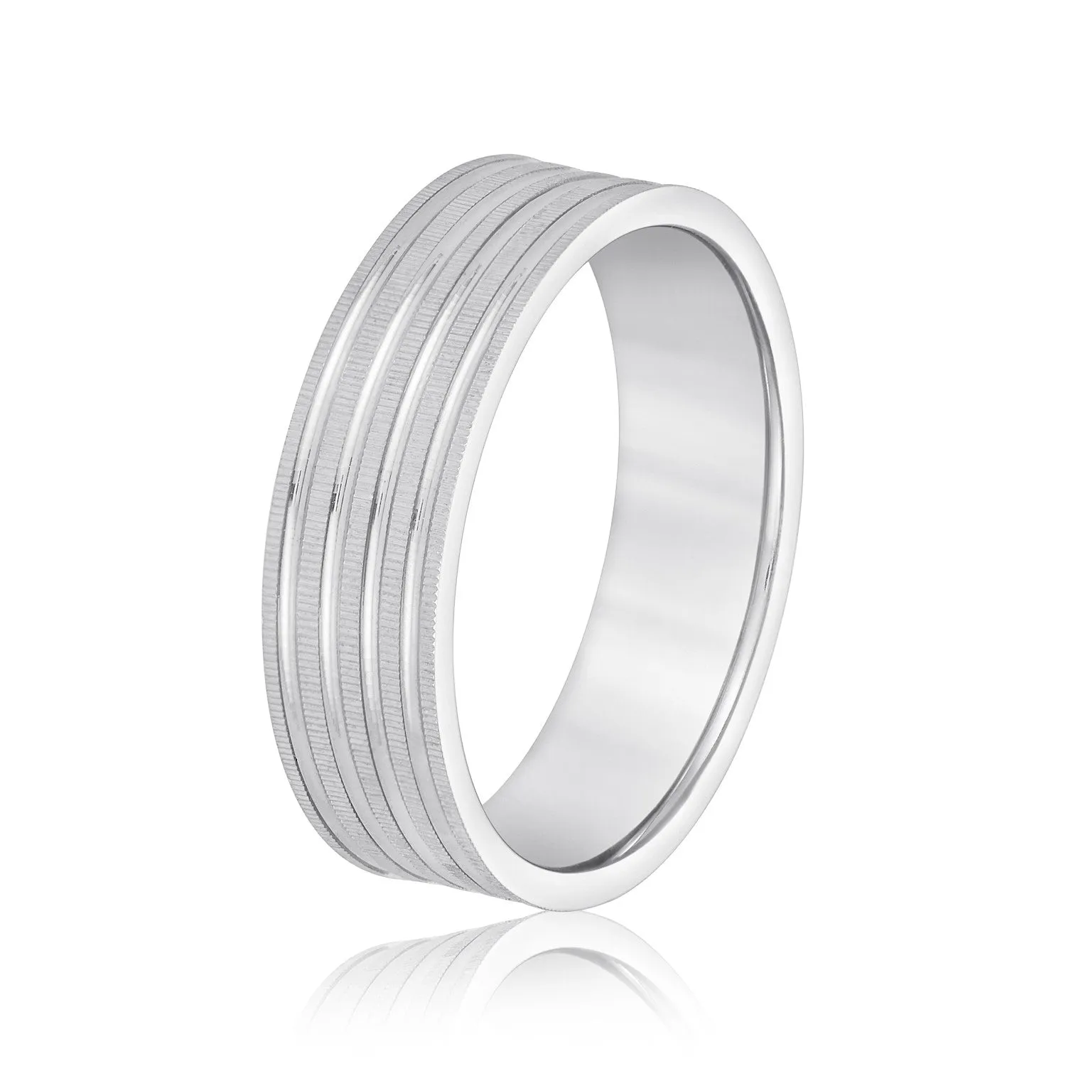 Men's Grooved Textured Wedding Band