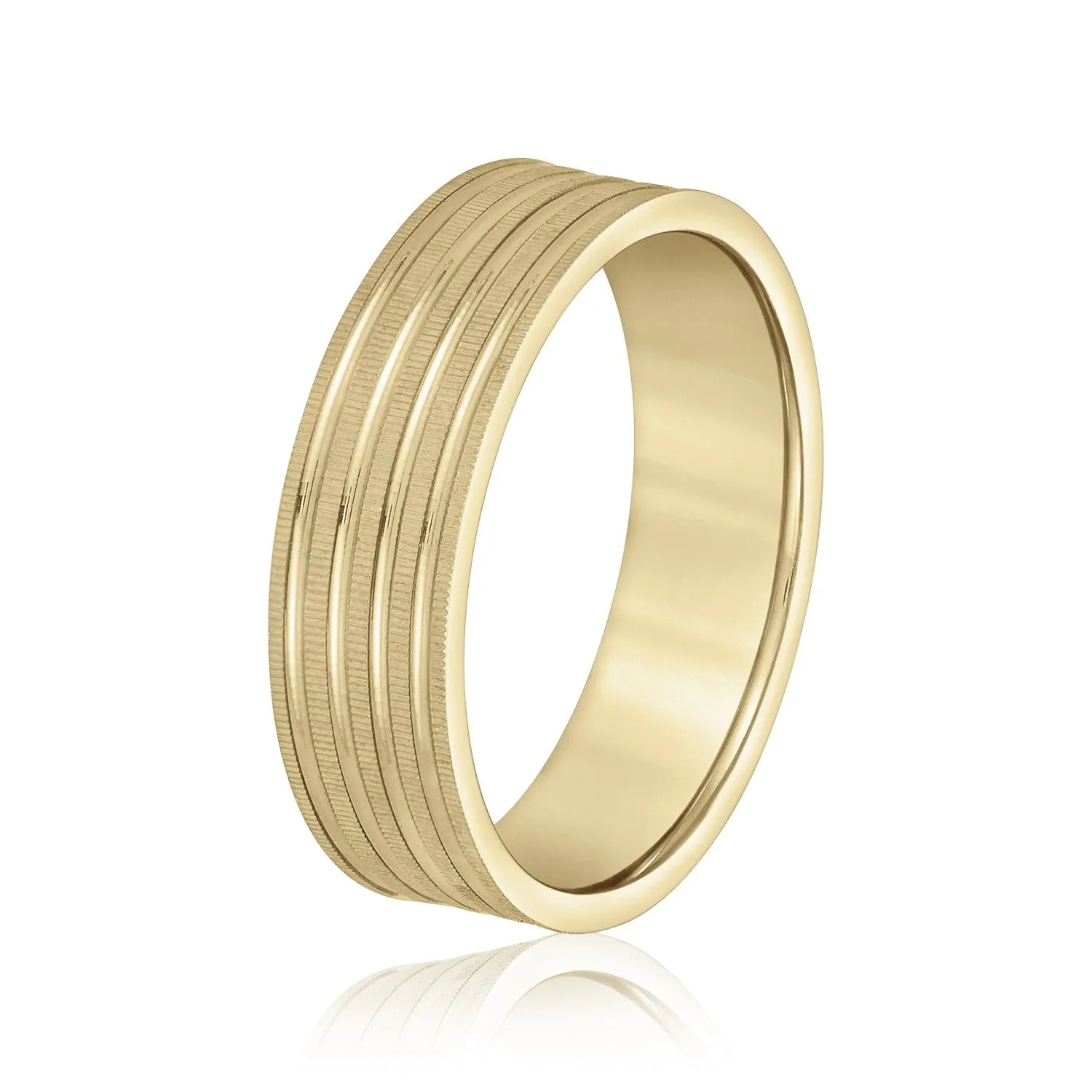 Men's Grooved Textured Wedding Band