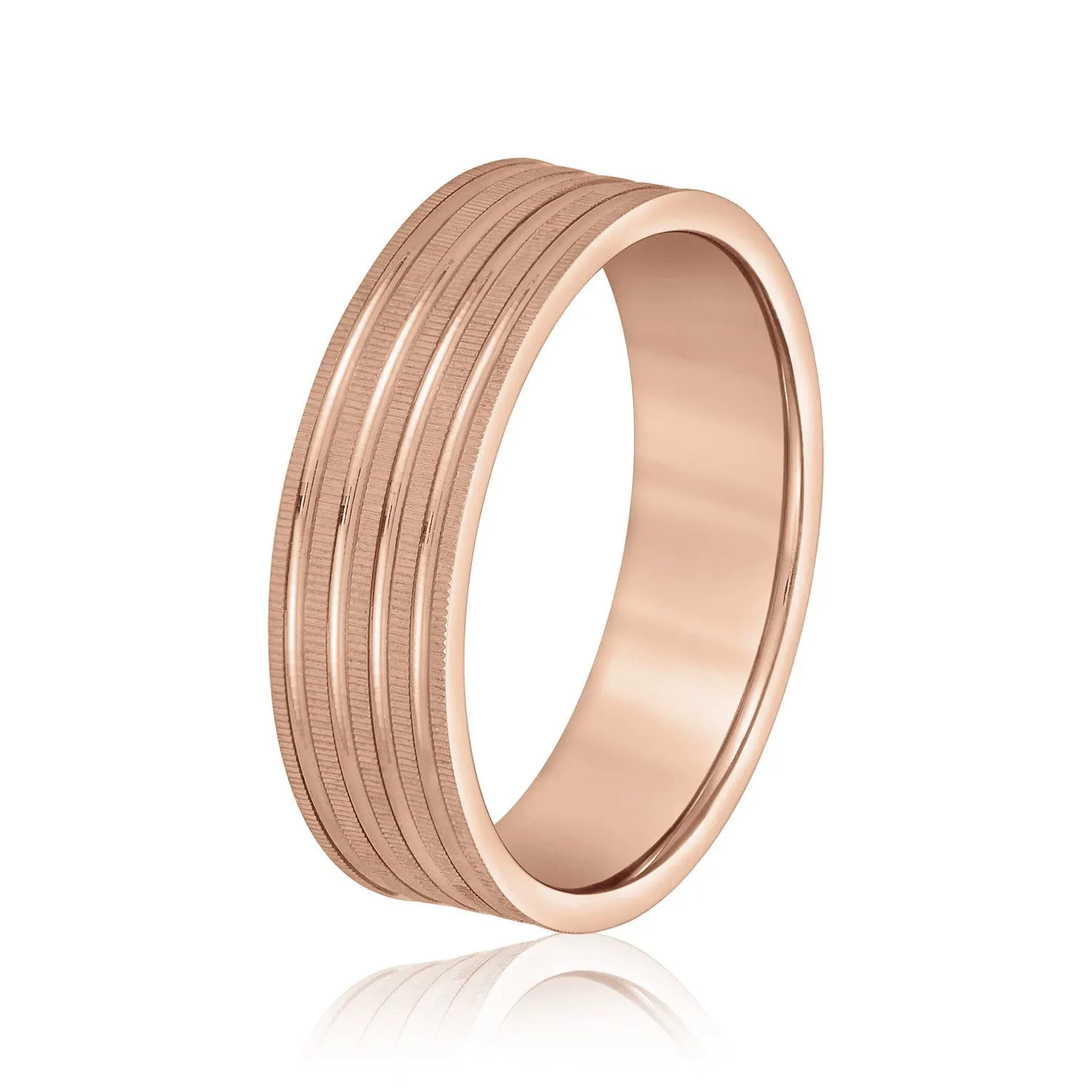 Men's Grooved Textured Wedding Band