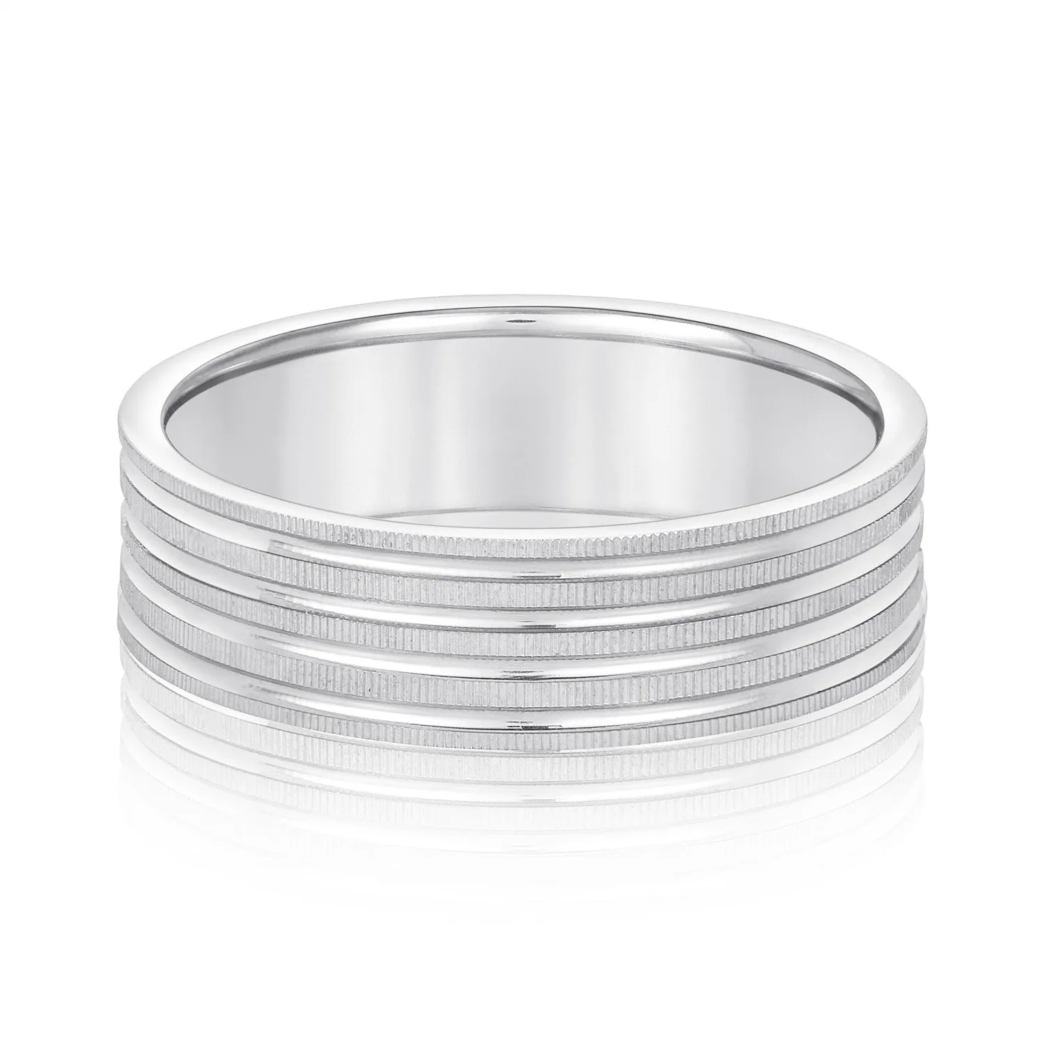 Men's Grooved Textured Wedding Band