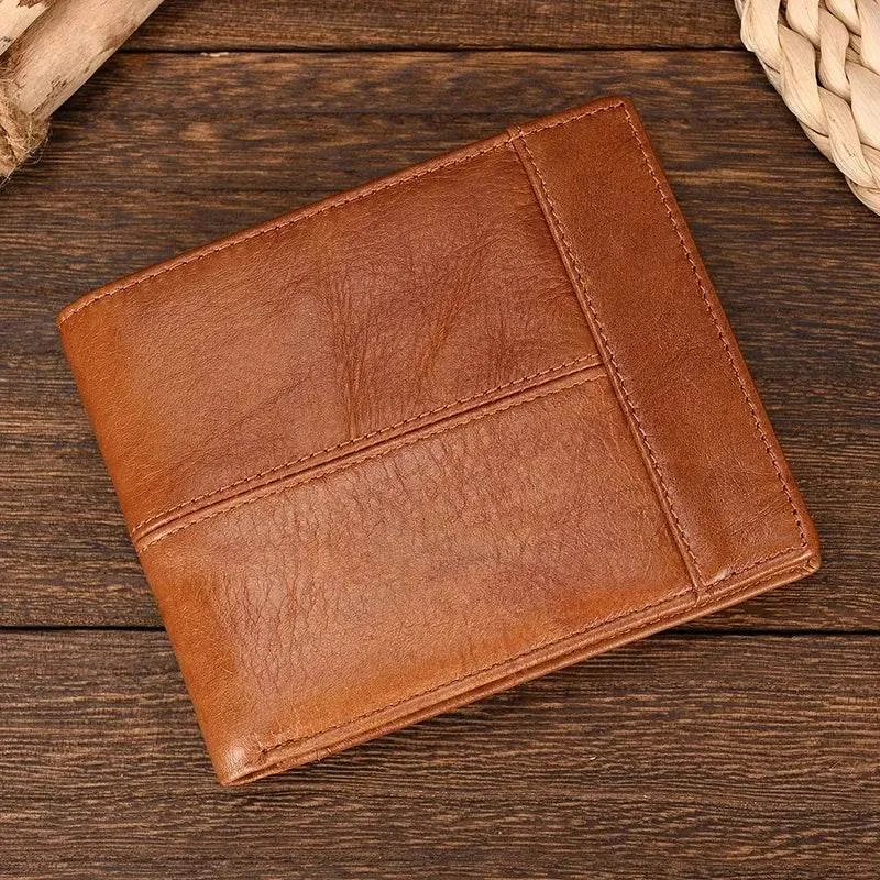 Men's Leather Business Wallet Thin Purse with Coin Pocket Black Brown