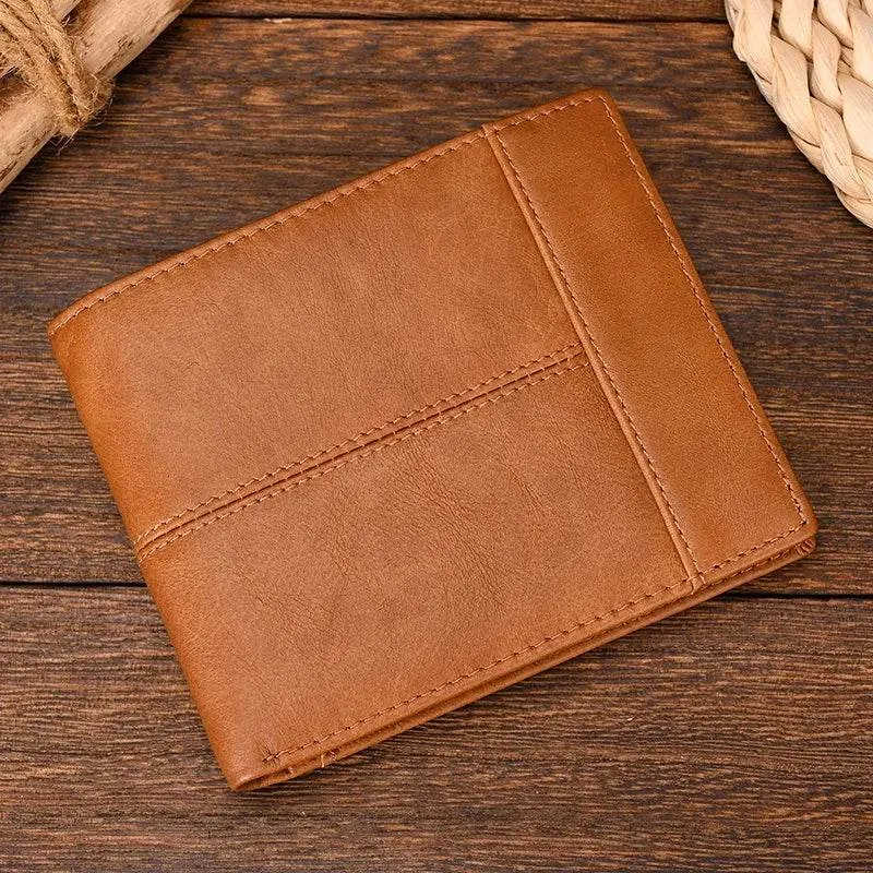 Men's Leather Business Wallet Thin Purse with Coin Pocket Black Brown
