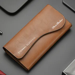 Men's Long Vintage Clutch Multifunctional Zipper Mobile Bags