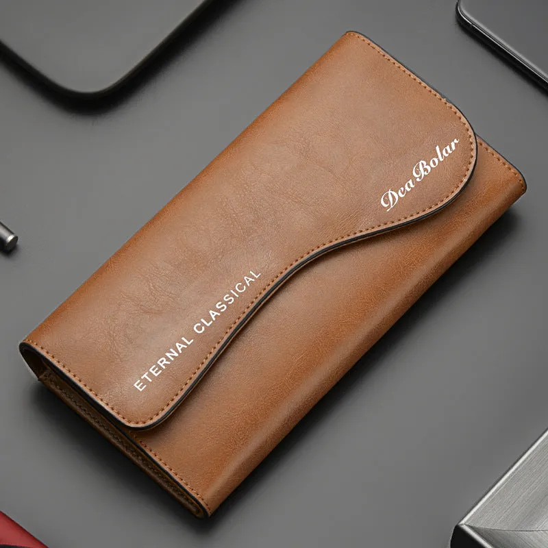 Men's Long Vintage Clutch Multifunctional Zipper Mobile Bags