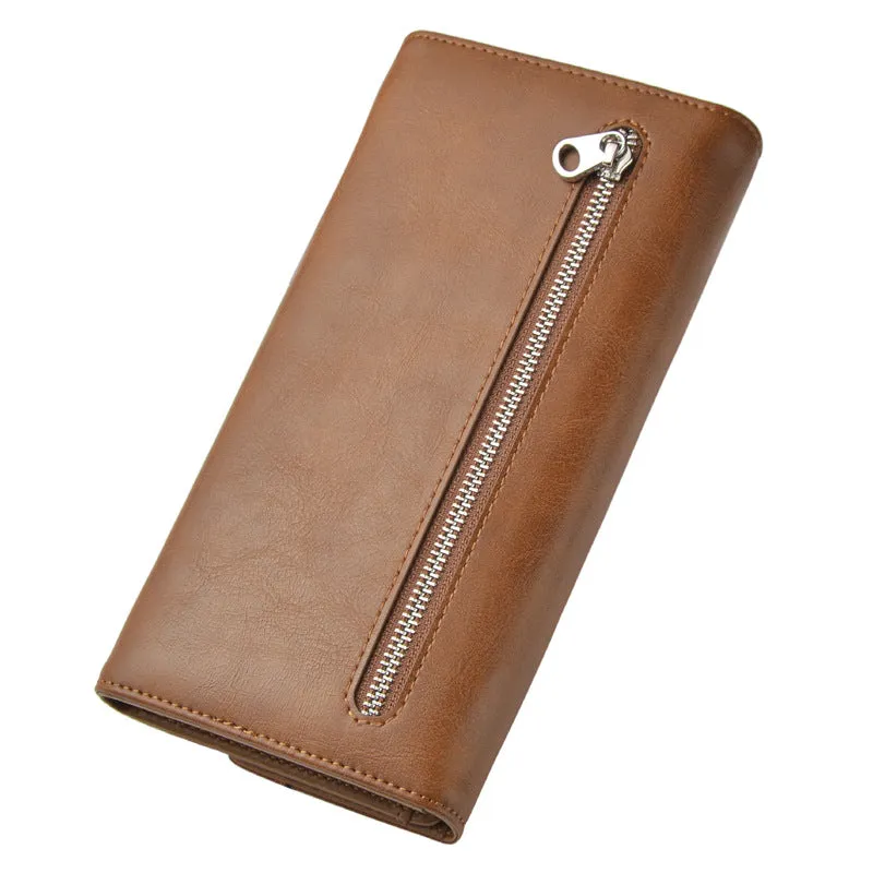 Men's Long Vintage Clutch Multifunctional Zipper Mobile Bags