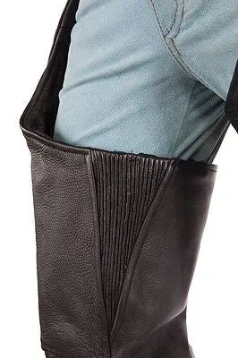 MEN'S MOTORCYCLE REMOVABLE LINER PANT BLK BRAIDED WITH FRINGES LEATHER CHAP
