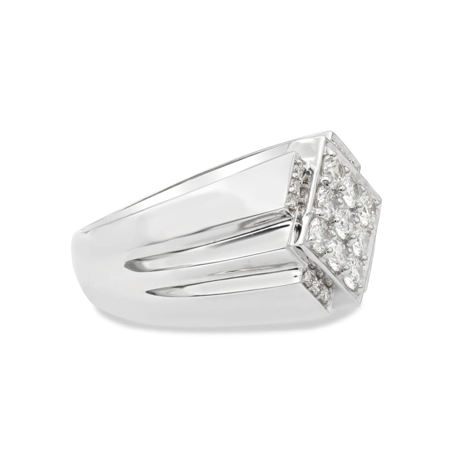 Men's Pavé Diamond Ring in White Gold