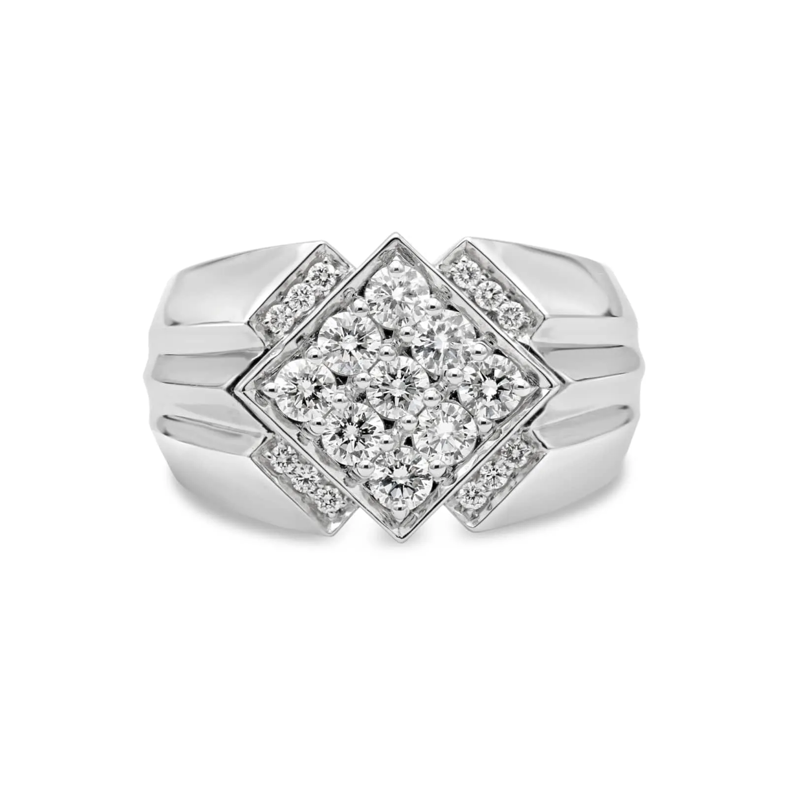 Men's Pavé Diamond Ring in White Gold