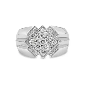 Men's Pavé Diamond Ring in White Gold