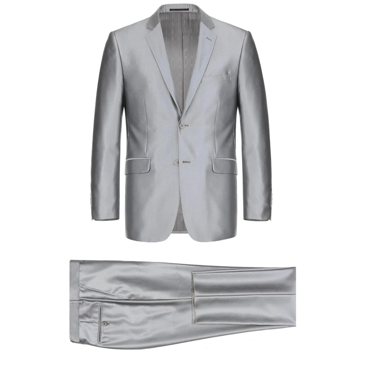 Men's Renoir Two Piece Shiny Silver Classic Fit Suit