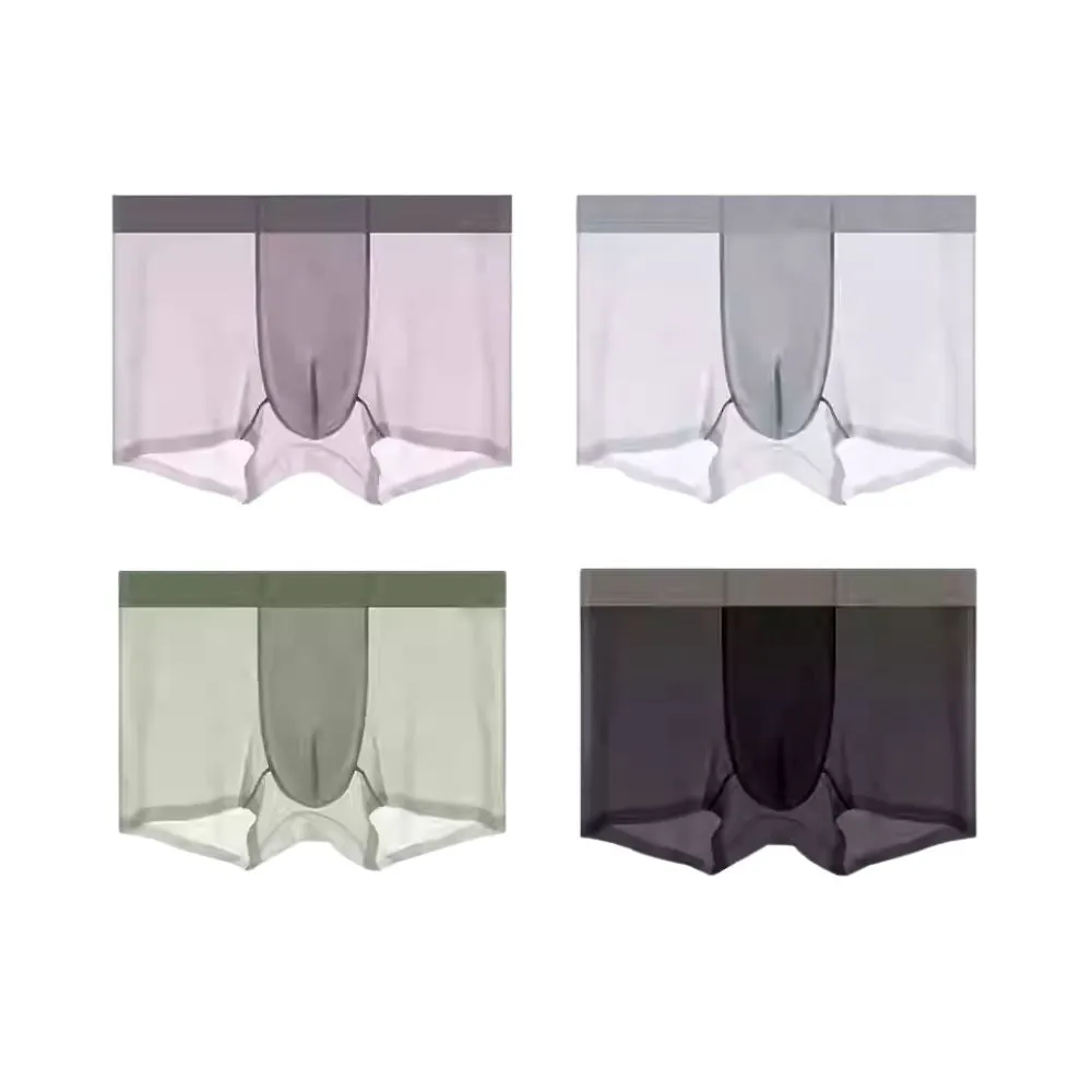 Men's See through Ultra Thin Ice Silk Underpants (4-Pack)  JEWYEE AY 2128