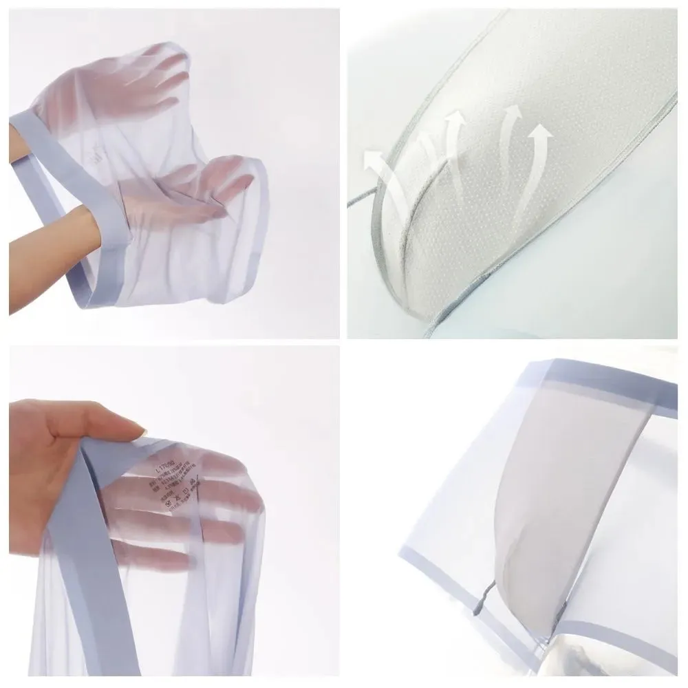 Men's See through Ultra Thin Ice Silk Underpants (4-Pack)  JEWYEE AY 2128