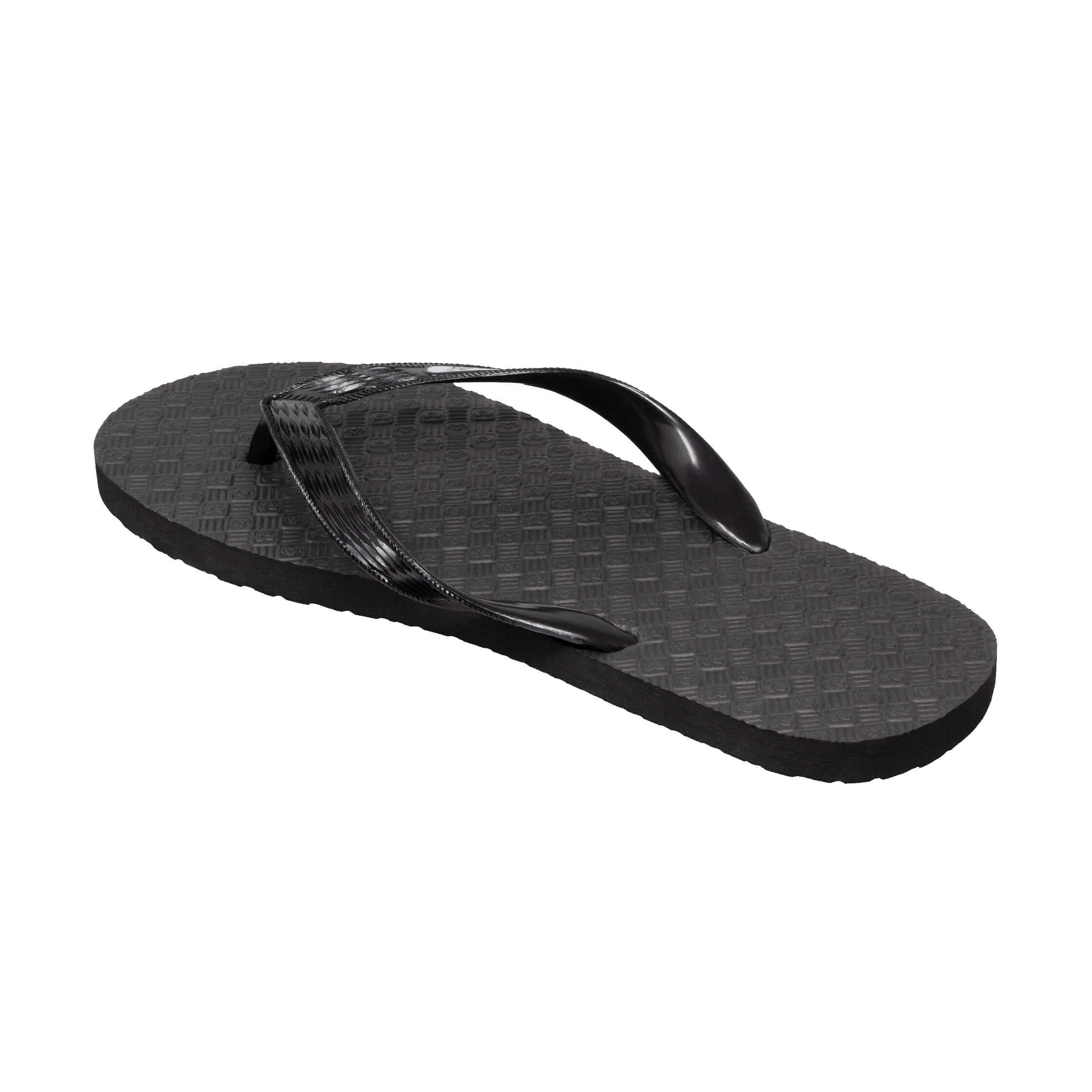 Men's Solid Black Strap Slippah