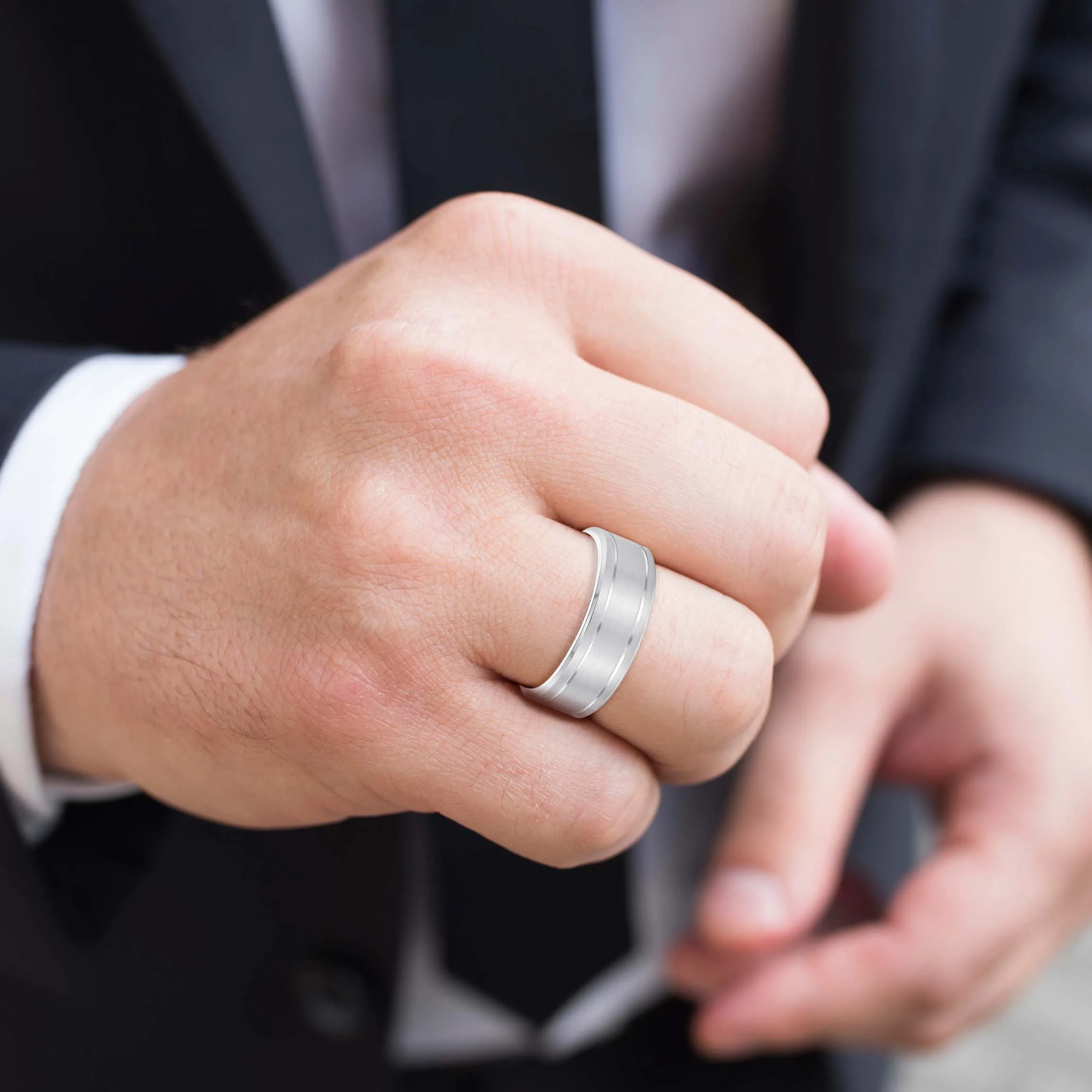 Men's Stylish Matte Band Double Groove