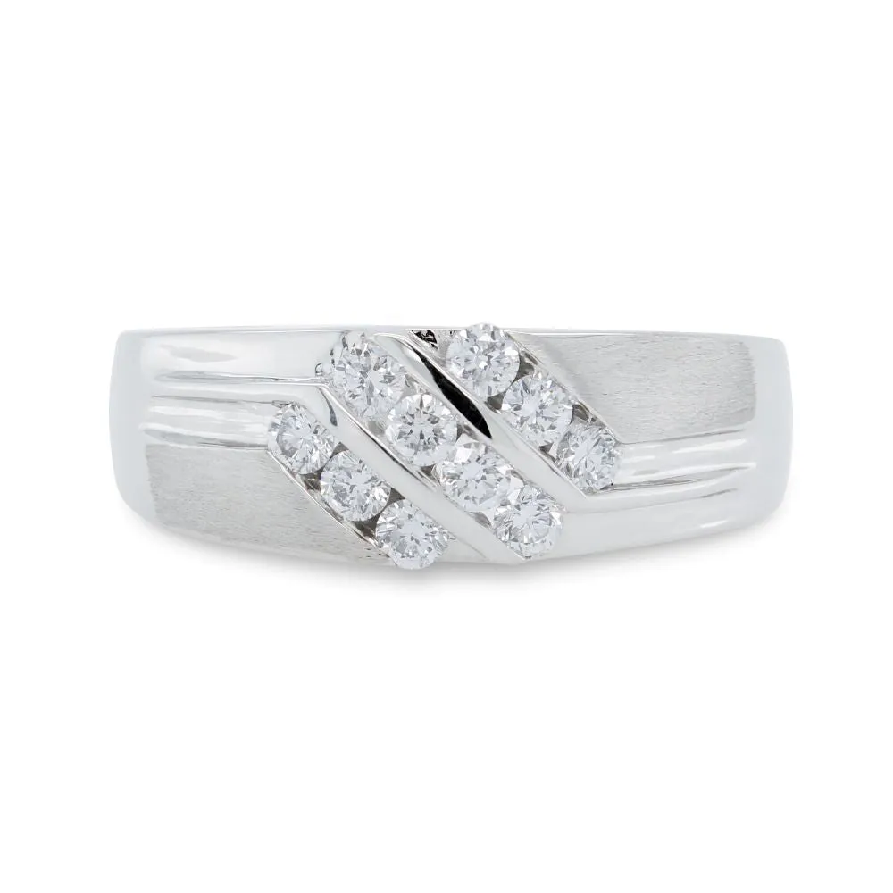 Men's Triple Diamond Band in White Gold