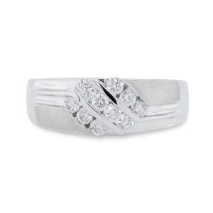 Men's Triple Diamond Band in White Gold