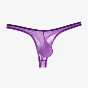 Men's Ultra Thin See-through Ice Silk Thongs Up to Size XXL (5-Pack) JEWYEE 828