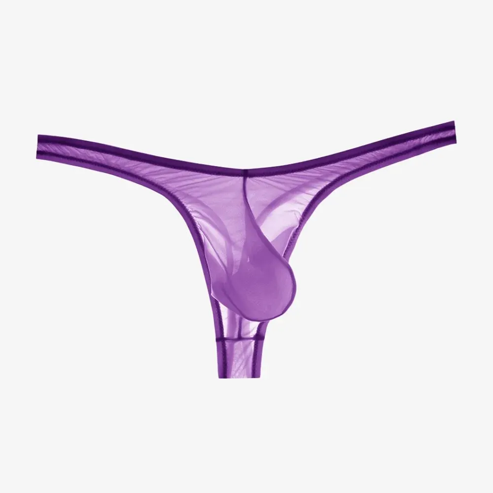 Men's Ultra Thin See-through Ice Silk Thongs Up to Size XXL (5-Pack) JEWYEE 828