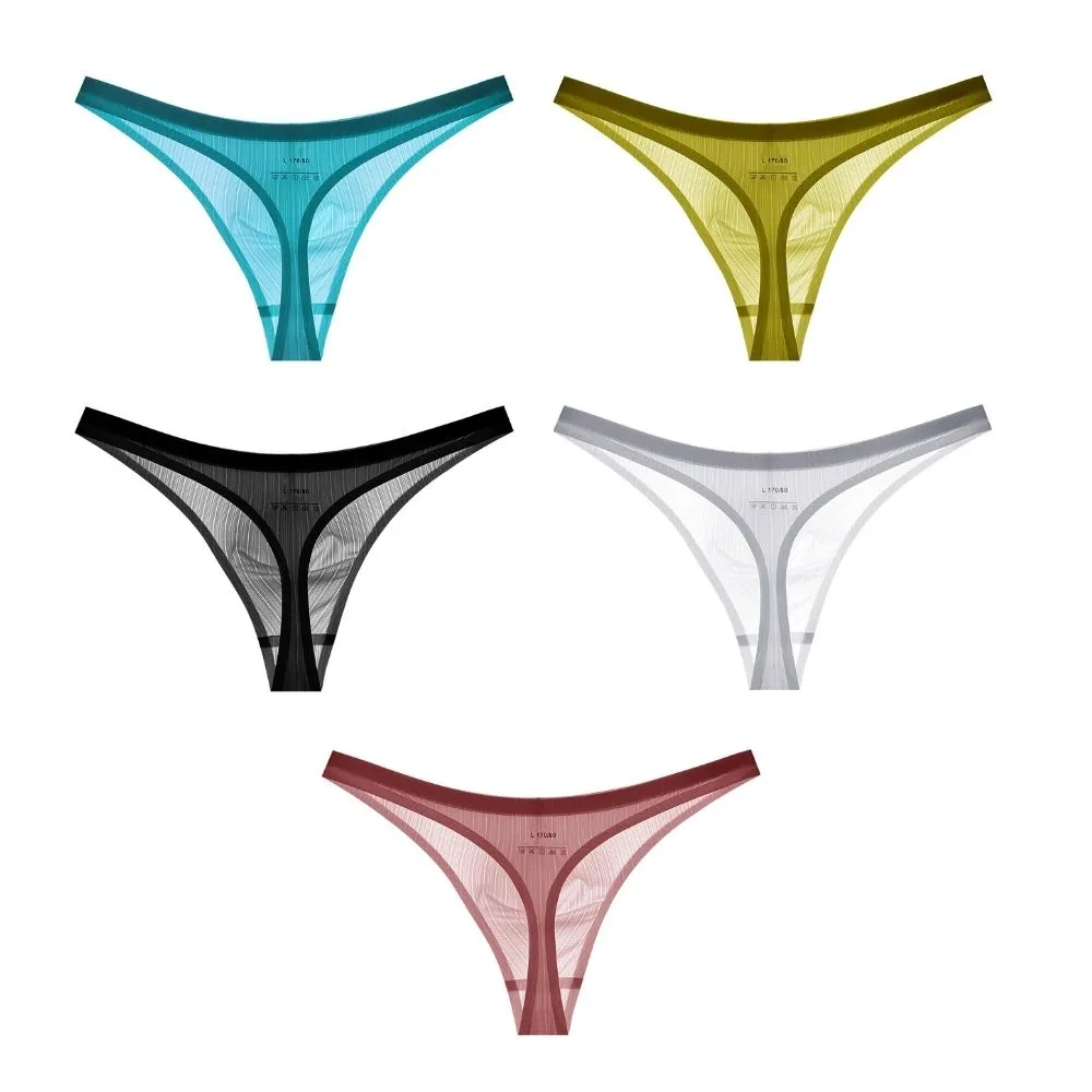 Men's Ultra Thin Silk Thongs (5 Pack) - JEWYEE 022DK