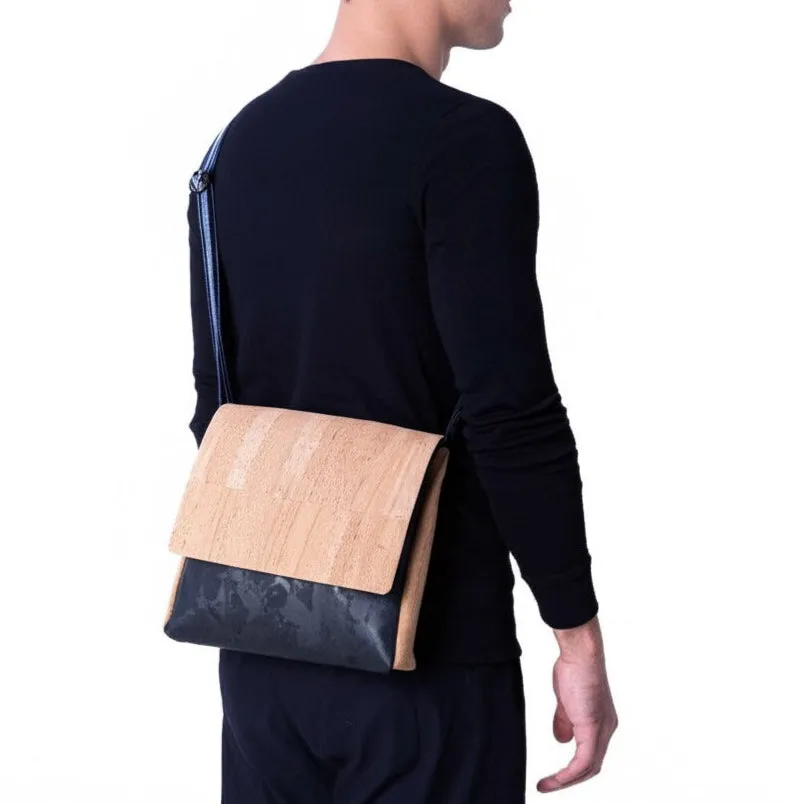 Natural & Black Cork Men's Crossbody Bag BAGP-295