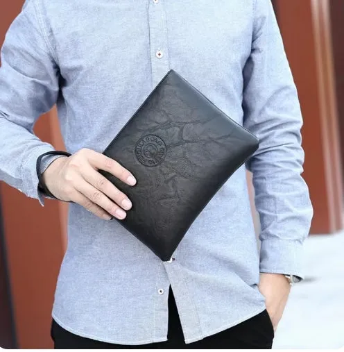 New Business Style Men's Clutch Large Wallet Soft Leather Male Wristlet Pack Bag Elegant Leisure Stylish Hand Bags Man Pouch