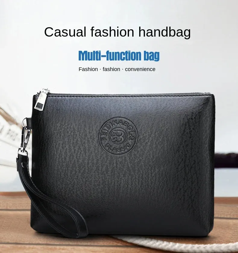 New Business Style Men's Clutch Large Wallet Soft Leather Male Wristlet Pack Bag Elegant Leisure Stylish Hand Bags Man Pouch
