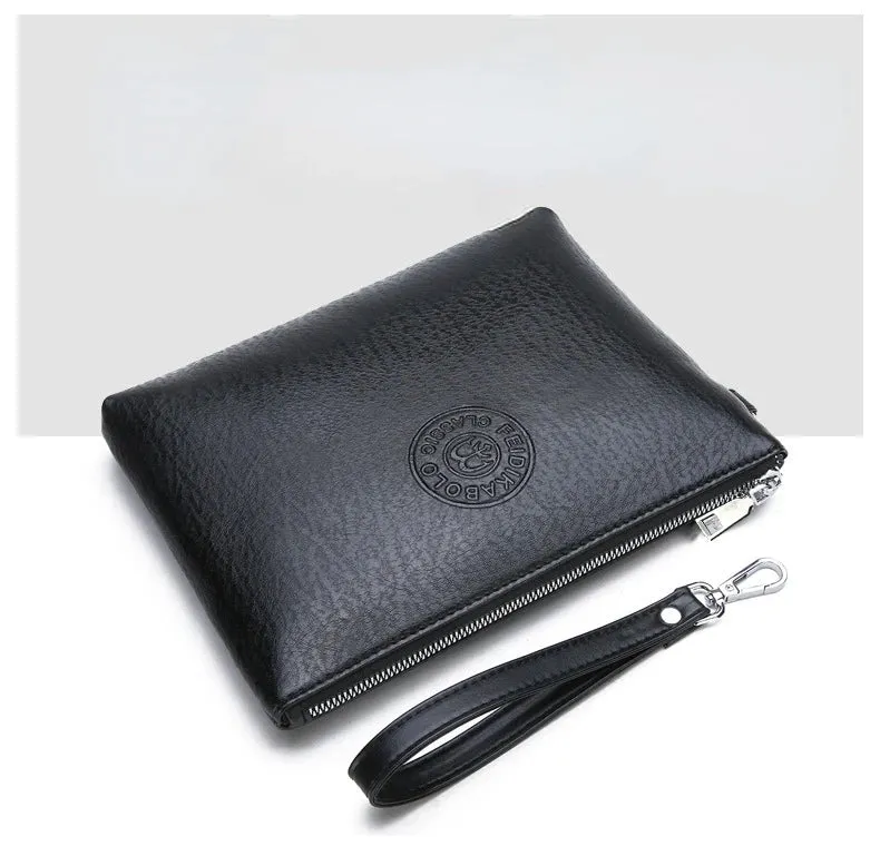 New Business Style Men's Clutch Large Wallet Soft Leather Male Wristlet Pack Bag Elegant Leisure Stylish Hand Bags Man Pouch