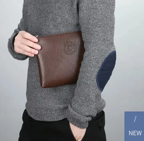 New Business Style Men's Clutch Large Wallet Soft Leather Male Wristlet Pack Bag Elegant Leisure Stylish Hand Bags Man Pouch