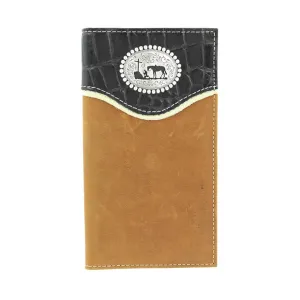 Nocona Croc Print Cowboy Concho Rodeo Leather Wallet