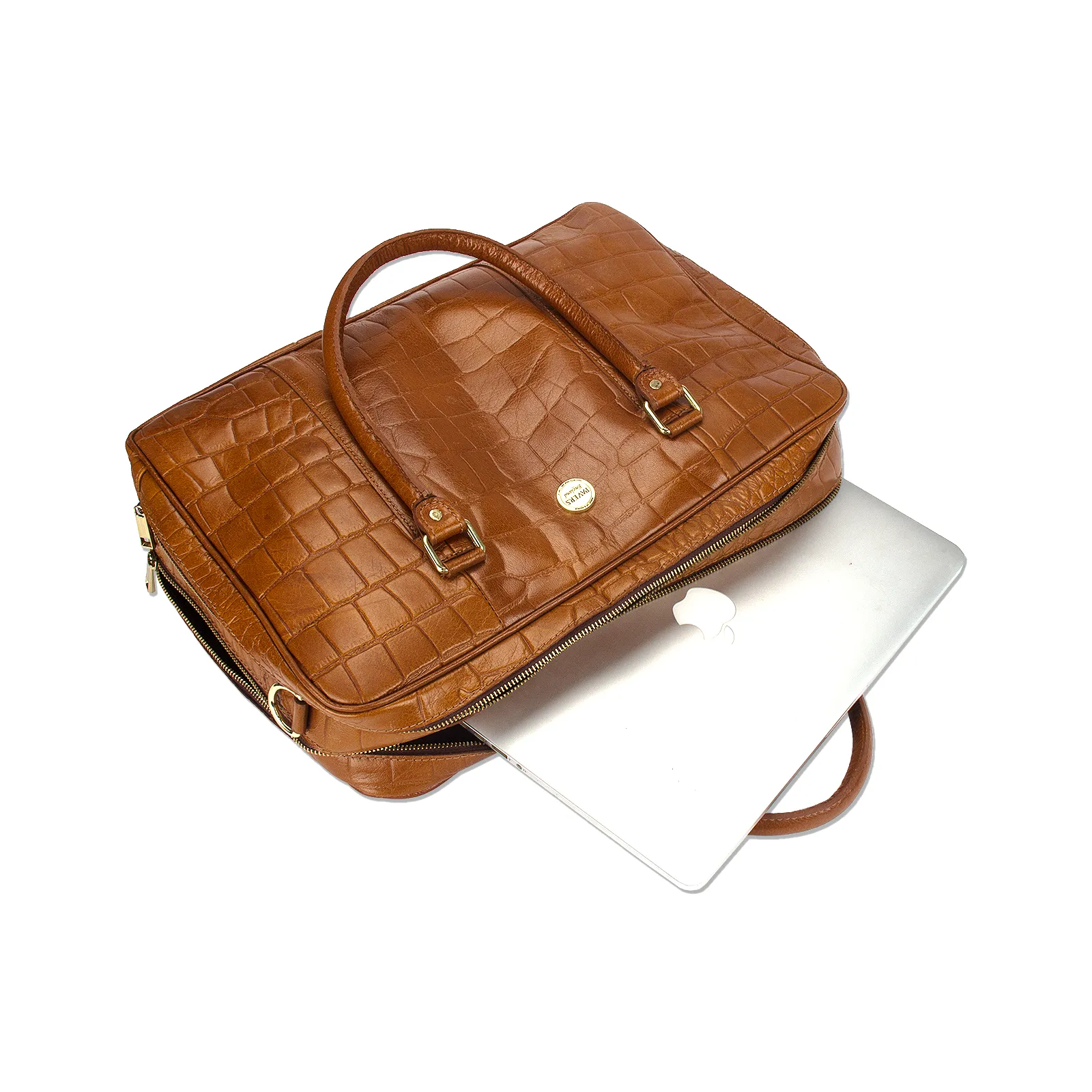 Office Essentials Unisex Textured Leather Laptop Bag