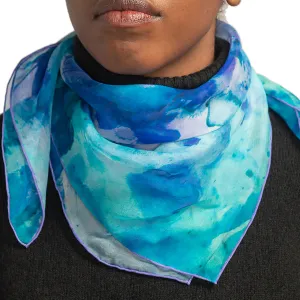 Peacock Green Silk Chiffon Handkerchief - 100% Silk, 26x26"