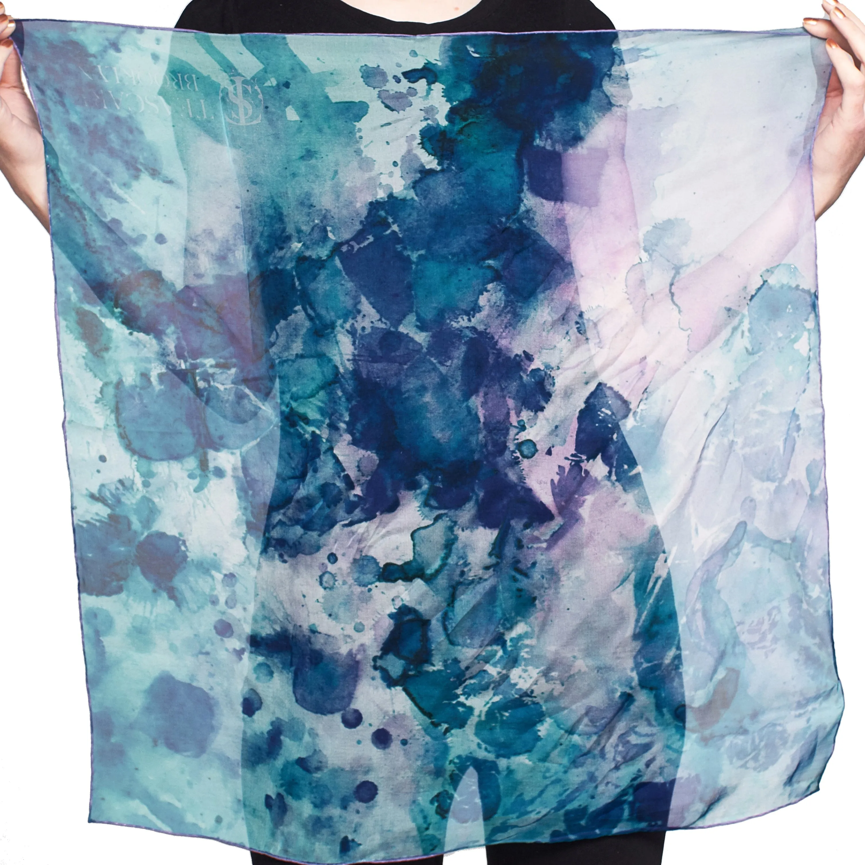 Peacock Green Silk Chiffon Handkerchief - 100% Silk, 26x26"