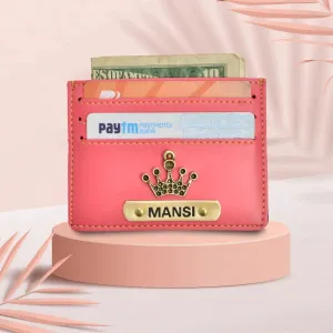 Personalized Vegan Leather Unisex Card Wallet - Pink