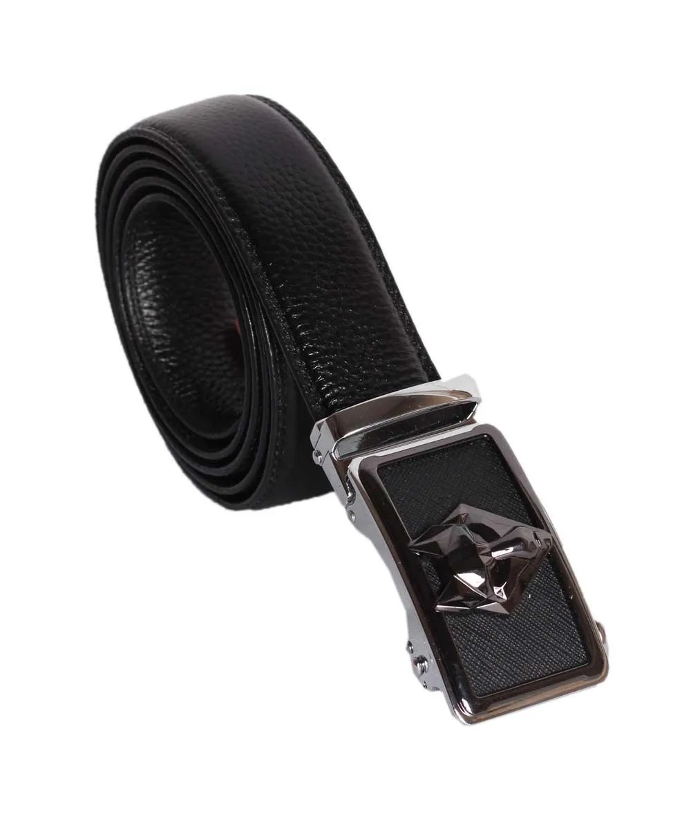 Philipp Plein Men's Cat Head Leather Belt – Black