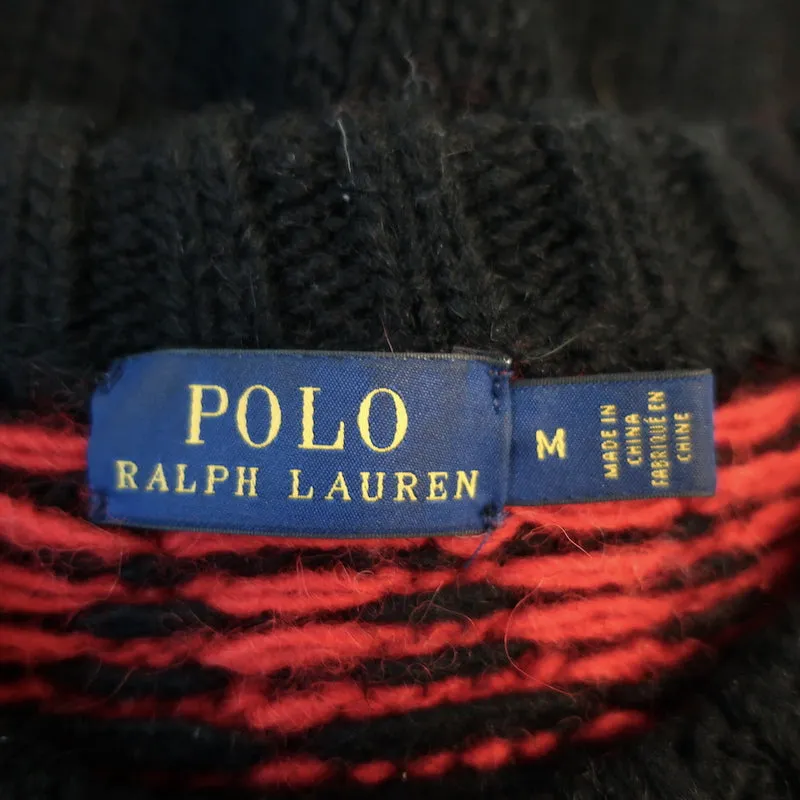 Polo Ralph Lauren Fair Isle Sweater Black Wool-Alpaca Size Medium