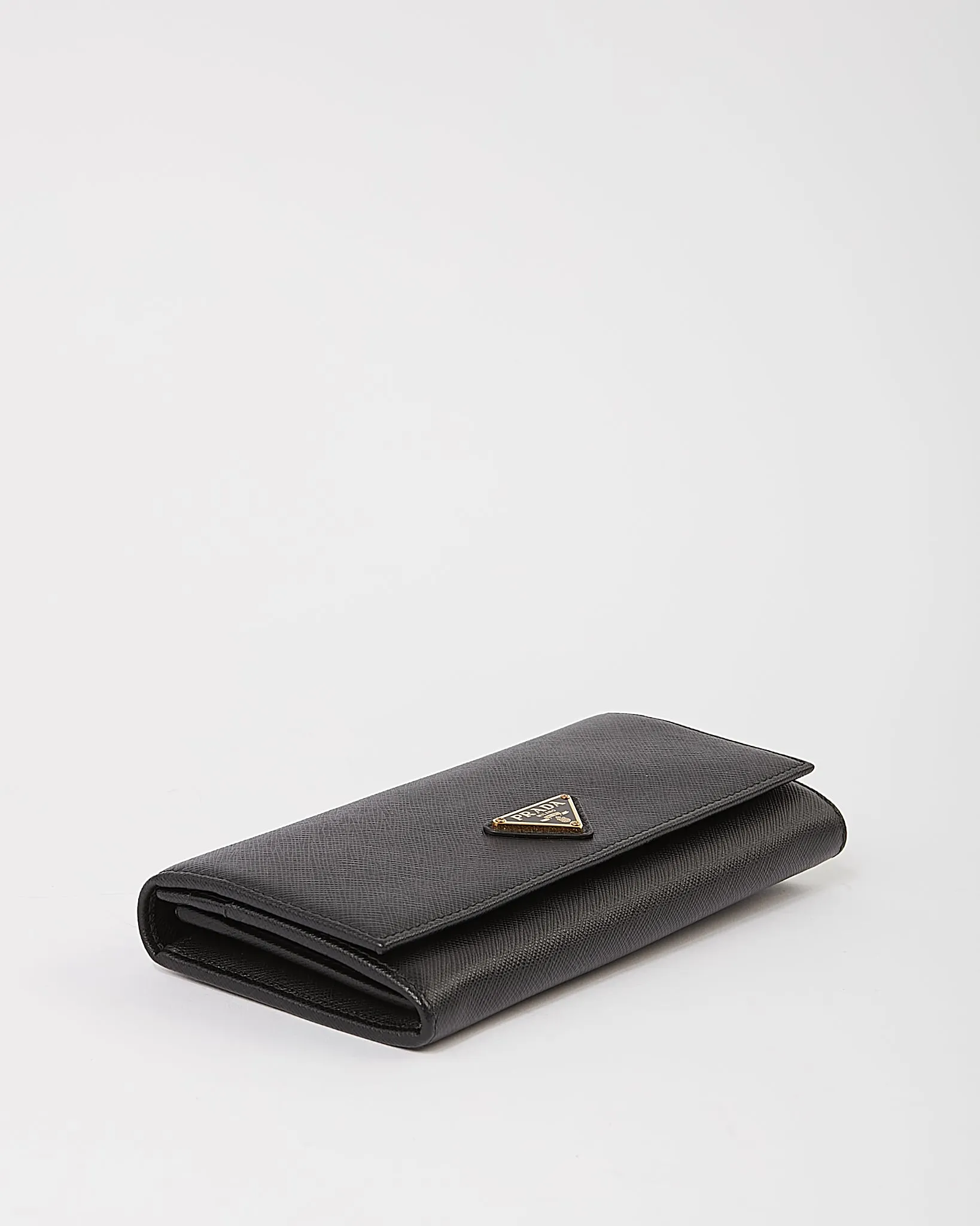 Prada Black Saffiano Leather Continental Flap Wallet
