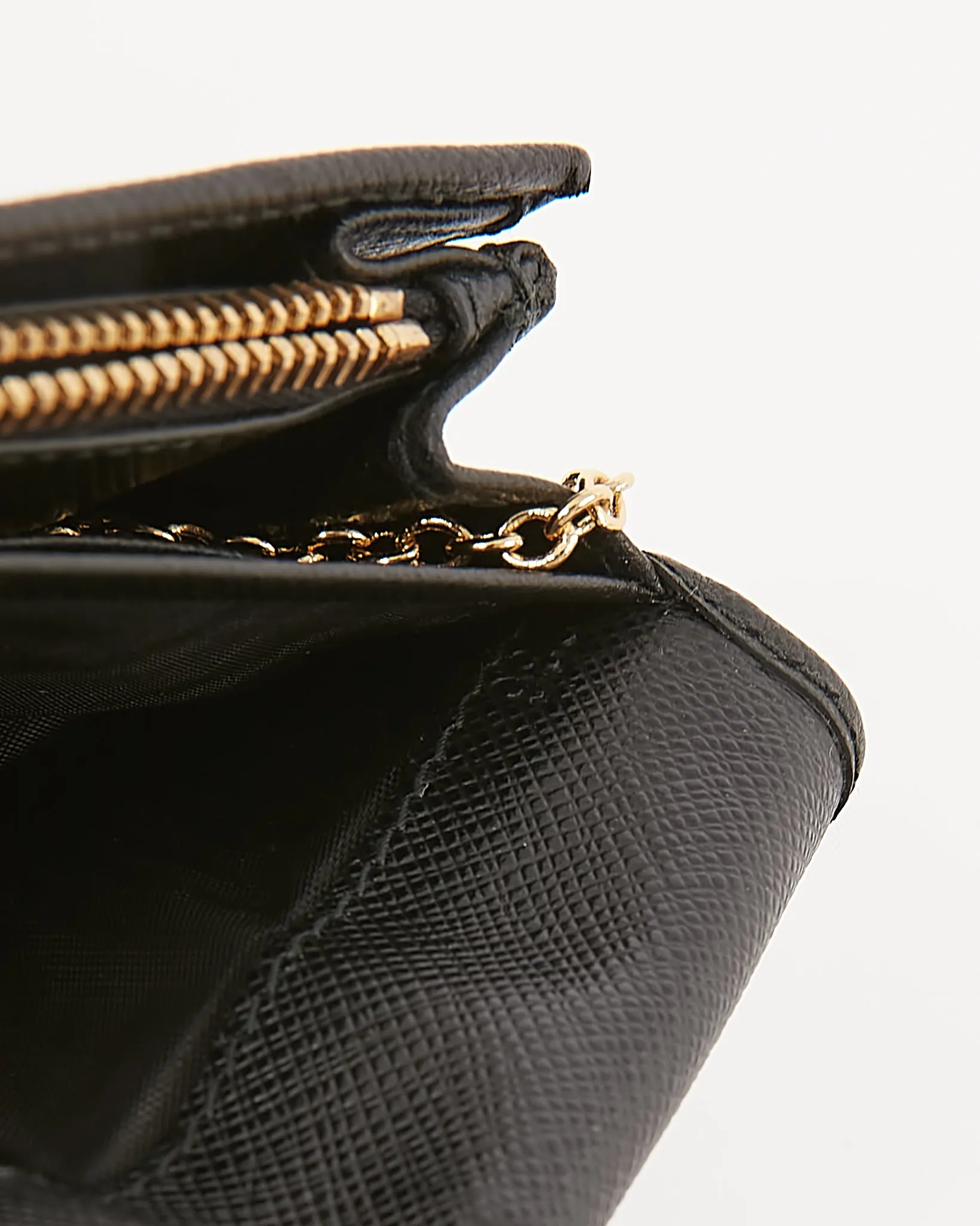 Prada Black Saffiano Leather Continental Flap Wallet