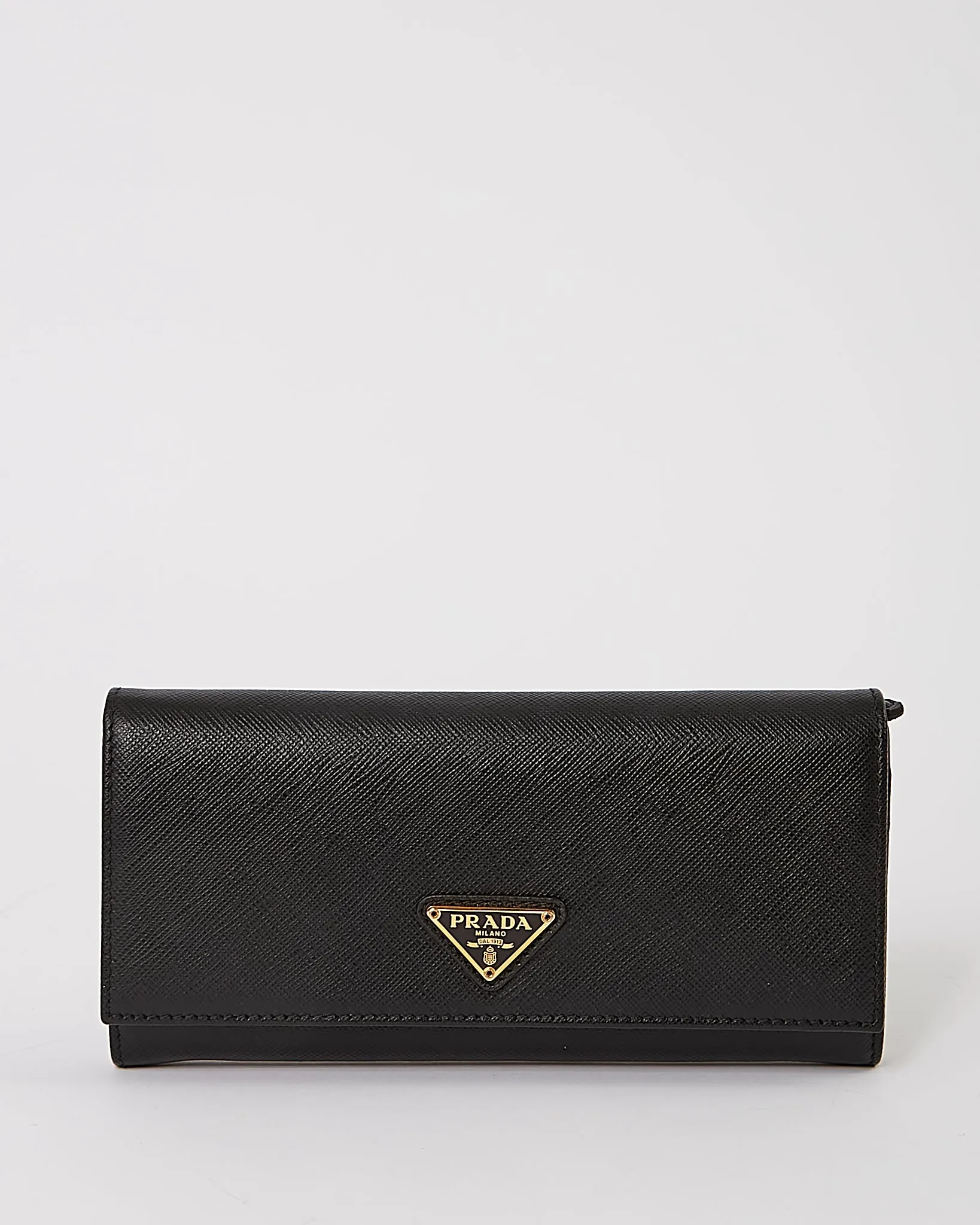 Prada Black Saffiano Leather Continental Flap Wallet