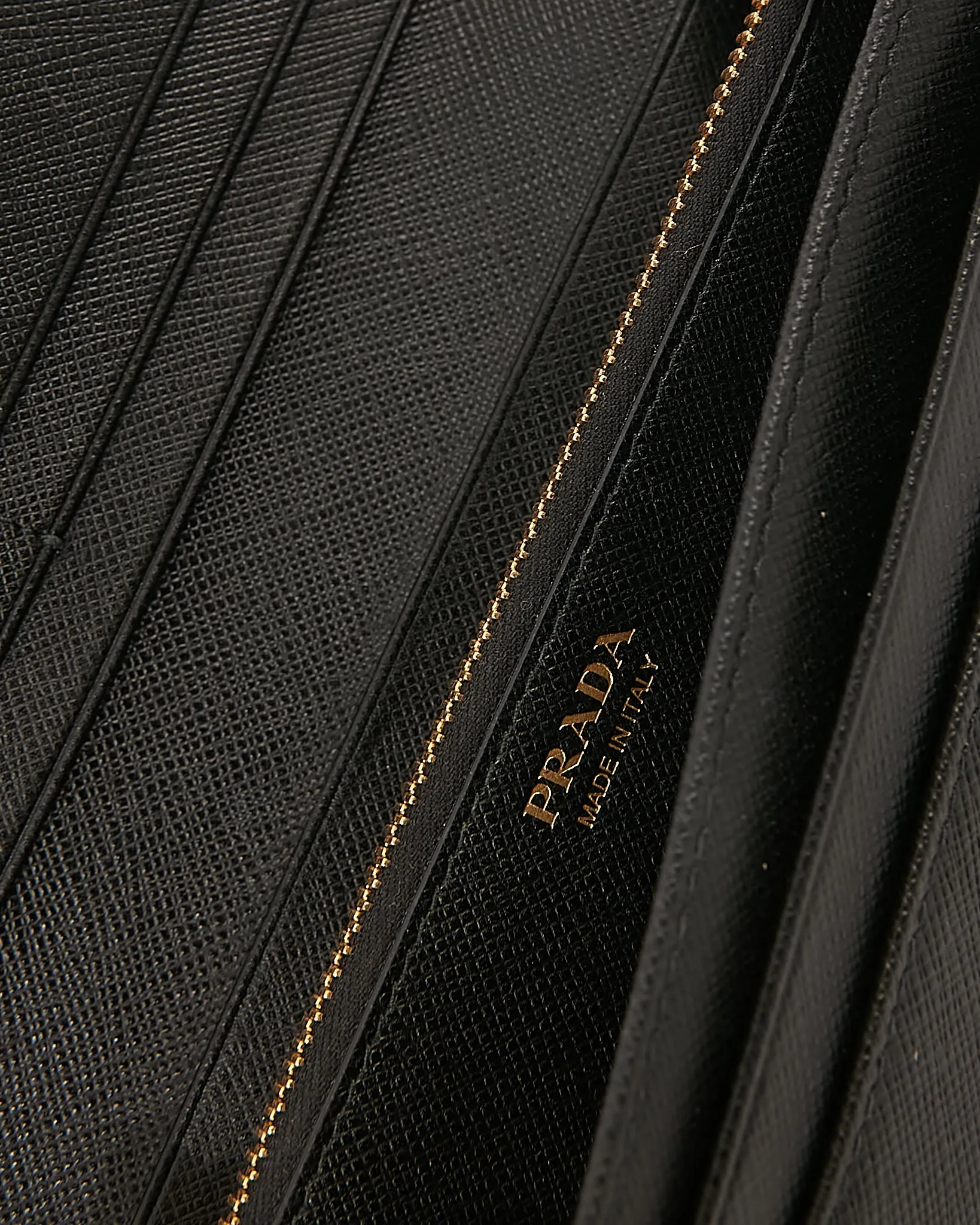 Prada Black Saffiano Leather Continental Flap Wallet
