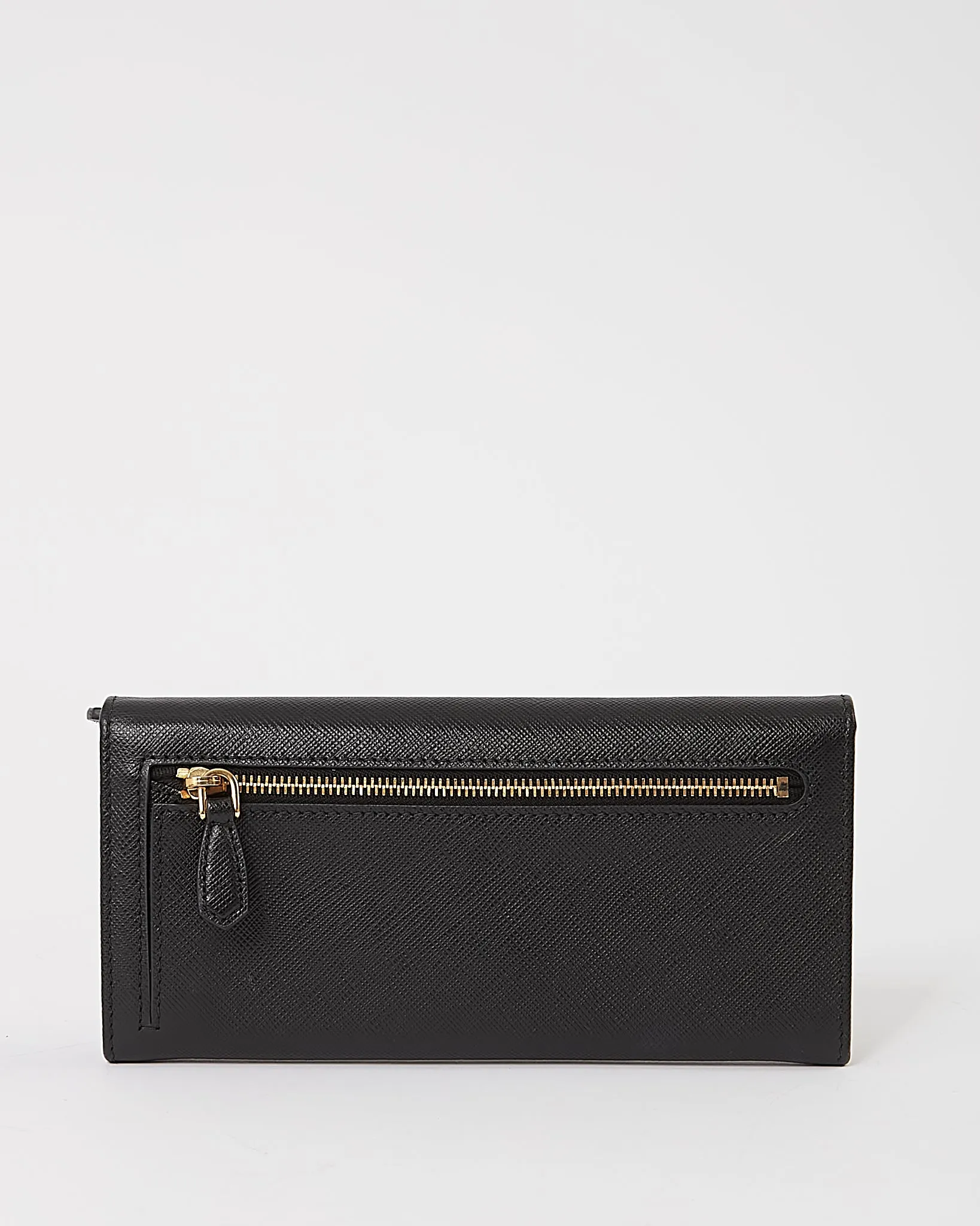 Prada Black Saffiano Leather Continental Flap Wallet