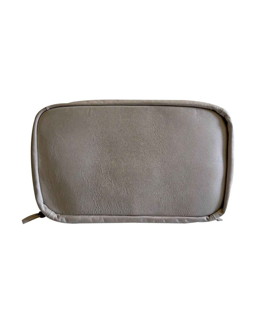 Pre-Owned Taupe Gray Leather Double Zip Handbag | Sustainable Style