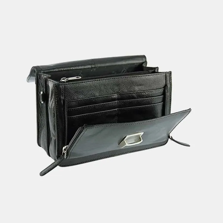 Prime Hide Men's Wrist Black Leather Clutch Bag