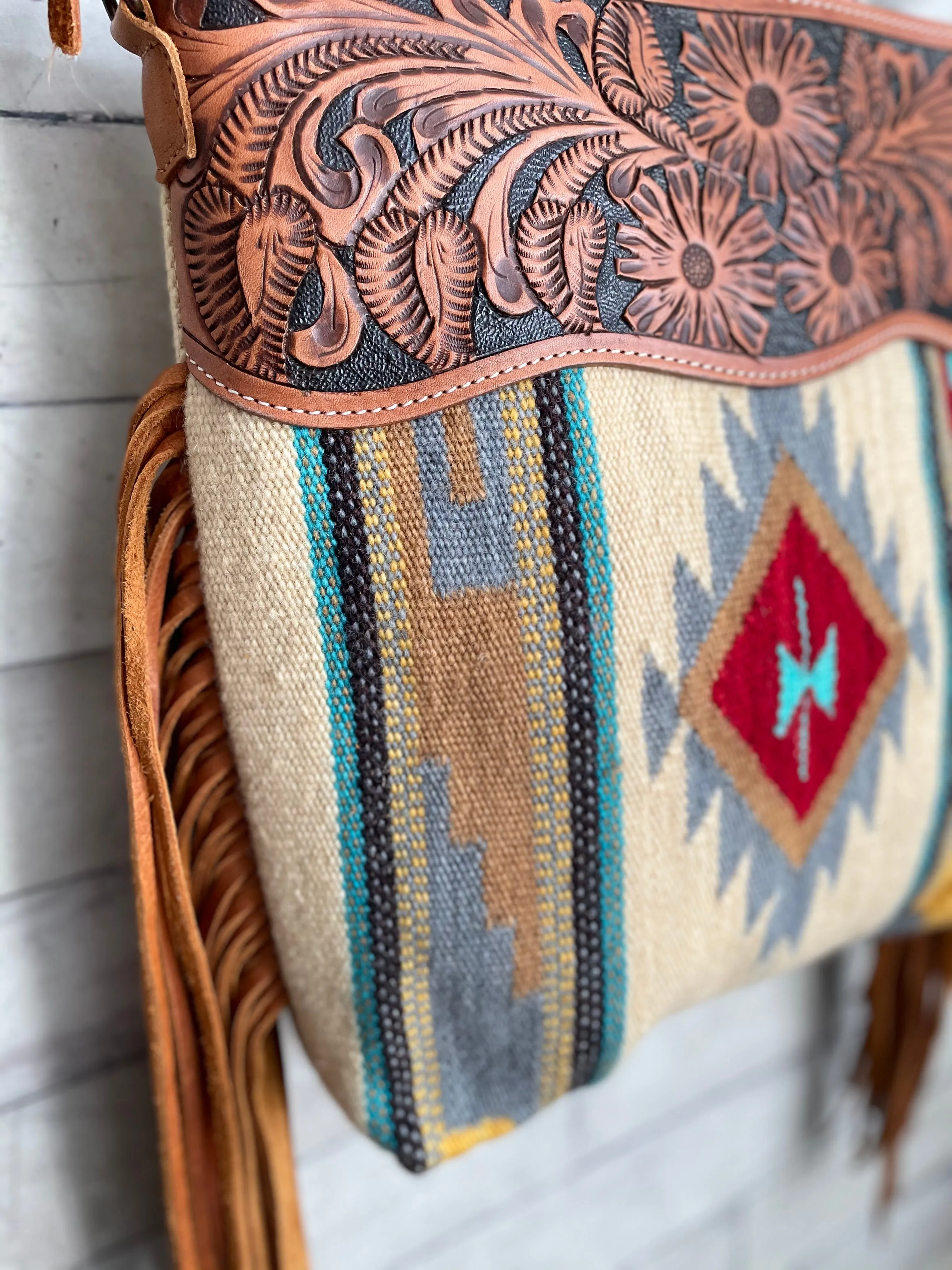 Red Diamond Aztec Wool Serape Handbag
