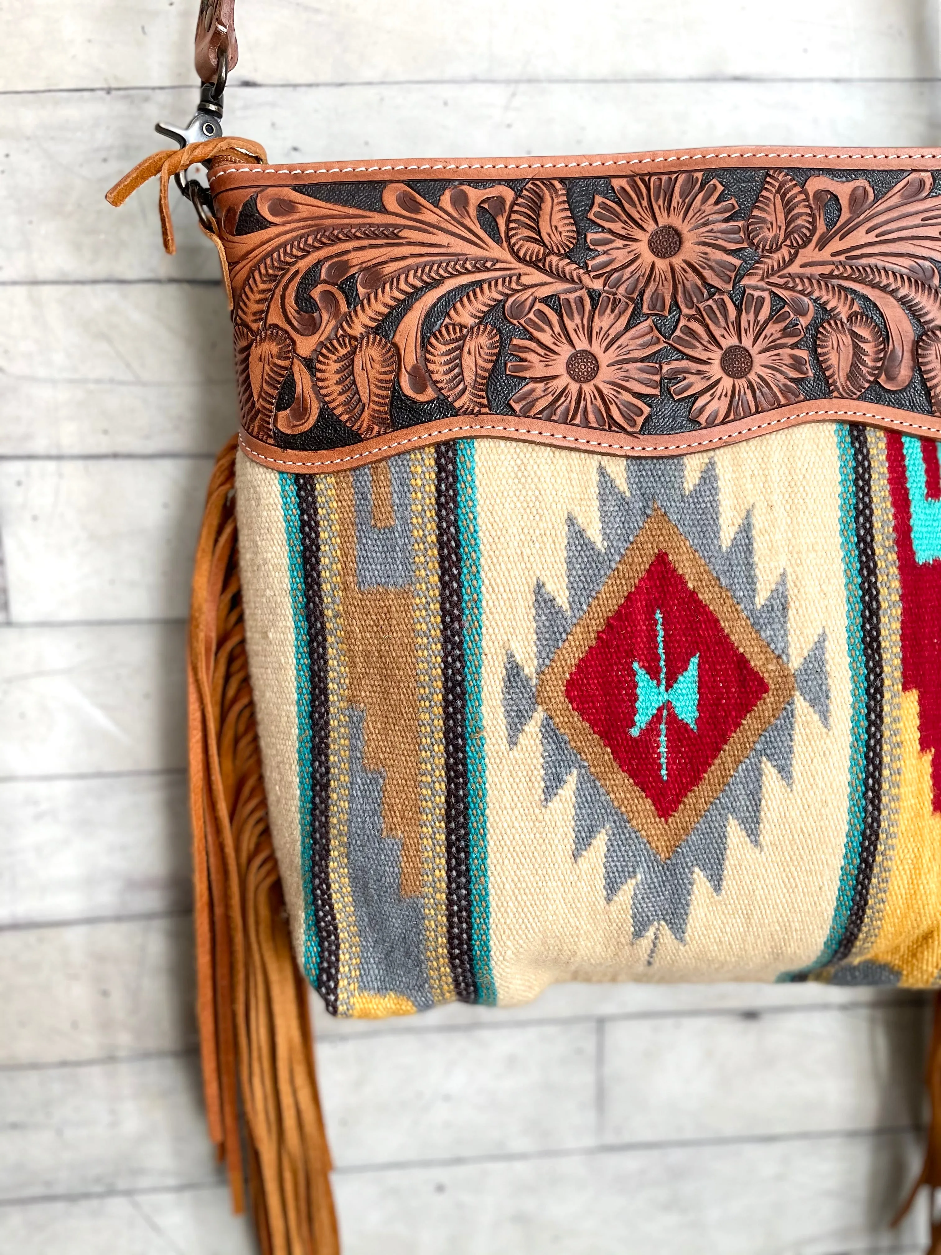 Red Diamond Aztec Wool Serape Handbag