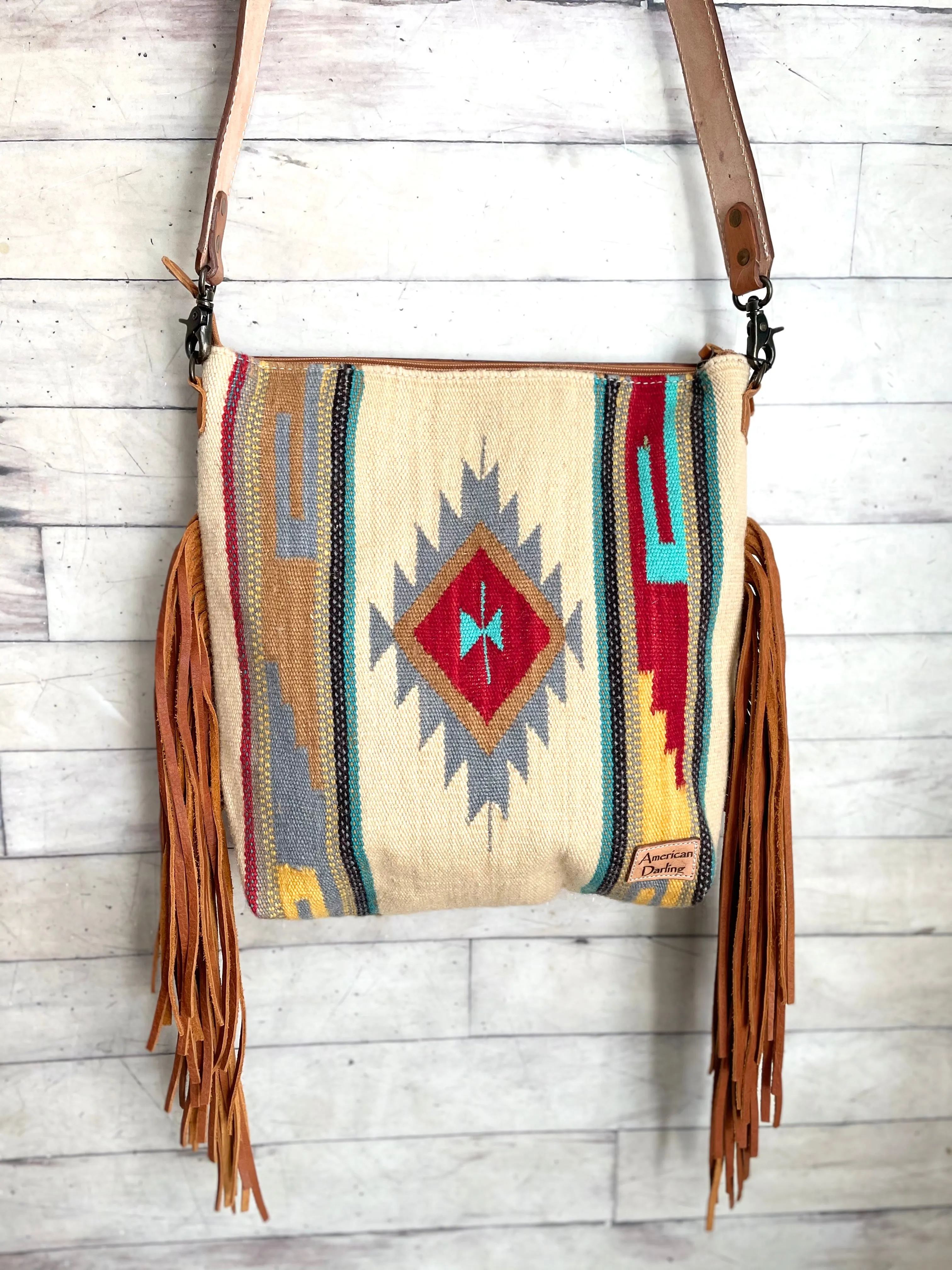 Red Diamond Aztec Wool Serape Handbag